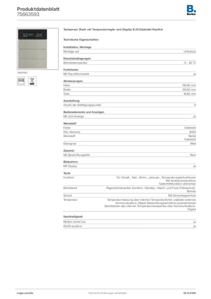 Berker Produktdatenblatt 75663593