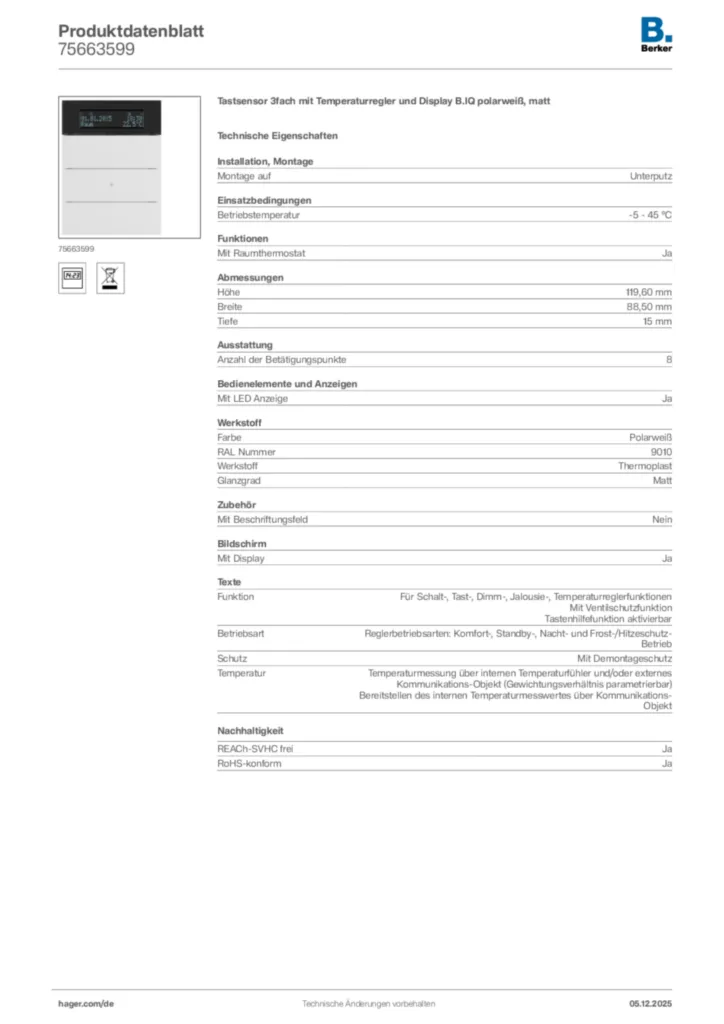 Berker Produktdatenblatt 75663599