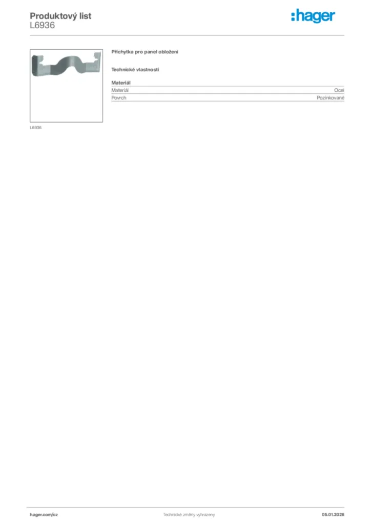 Obrázek Hager Product data sheet L6936 | Hager