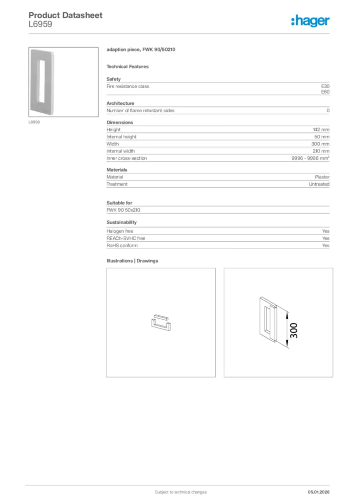 Image Hager Product data sheet L6959  | Hager Africa