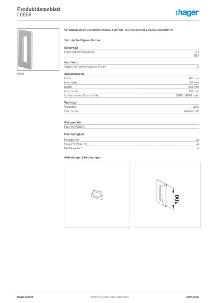 Bild Hager Produktdatenblatt L6959 | Hager Deutschland