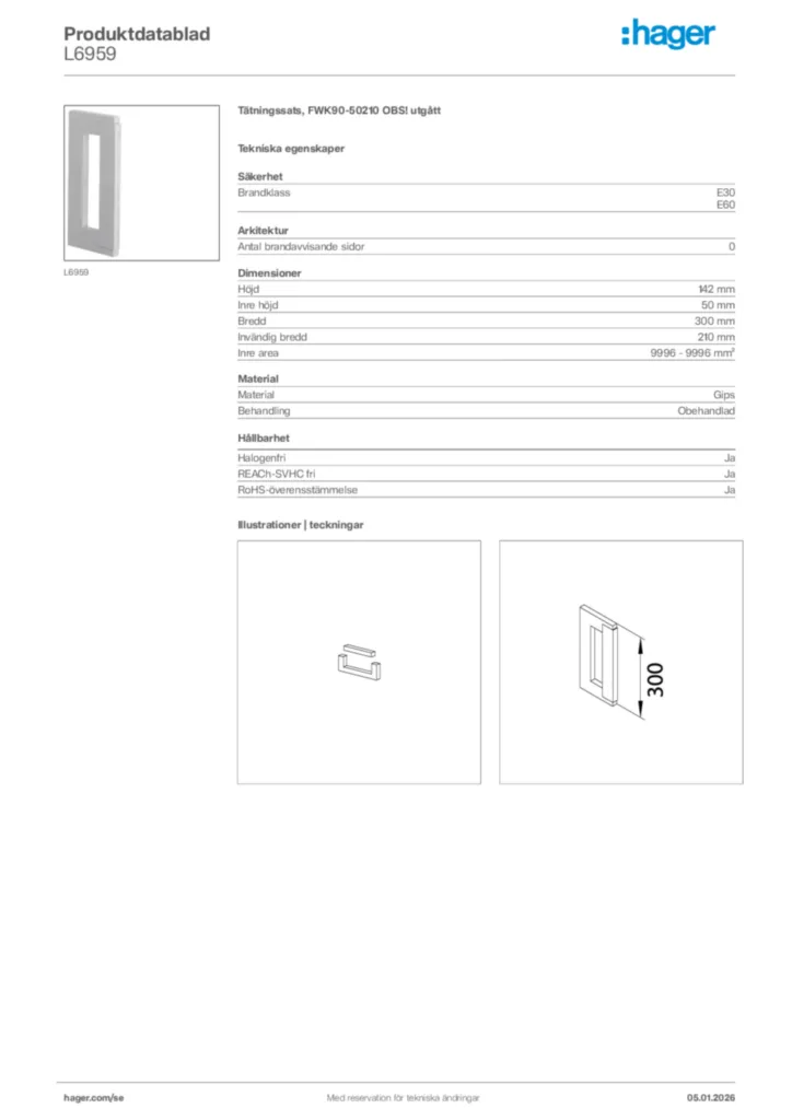 Bild Hager Produktdatablad L6959 | Hager Sverige