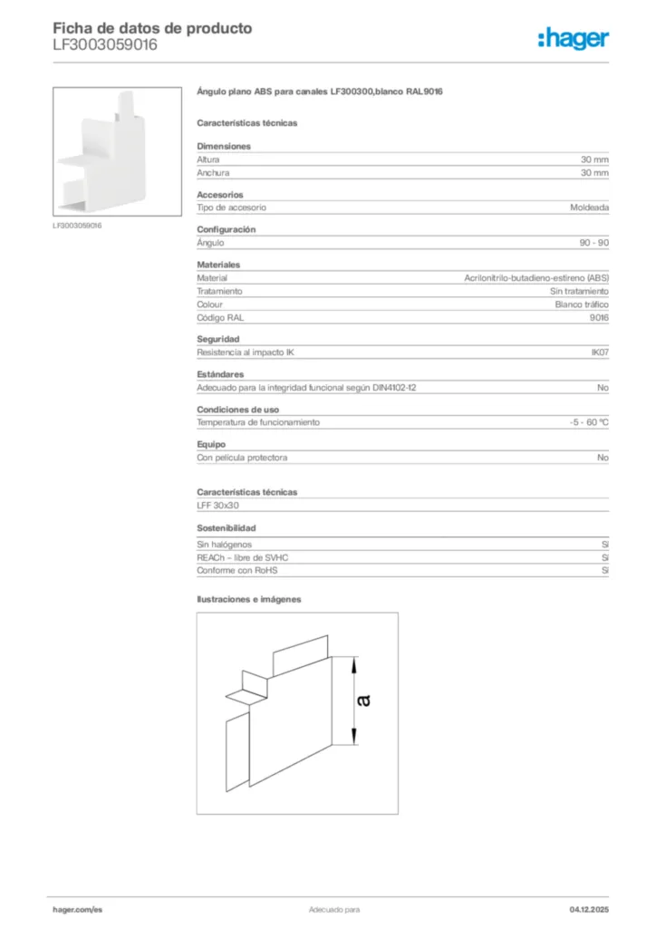 Imagen Hager Ficha de datos de producto LF3003059016 | Hager España