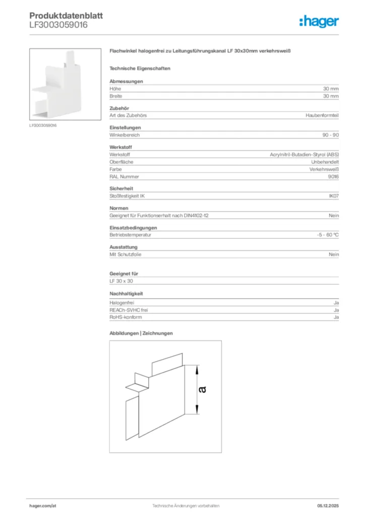 Bild Hager Produktdatenblatt LF3003059016 | Hager Deutschland