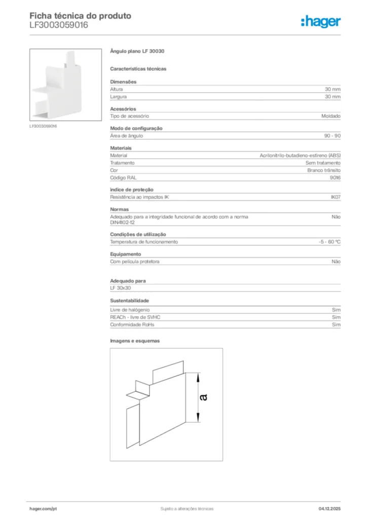 Imagem Hager Ficha técnica do produto LF3003059016 | Hager Portugal