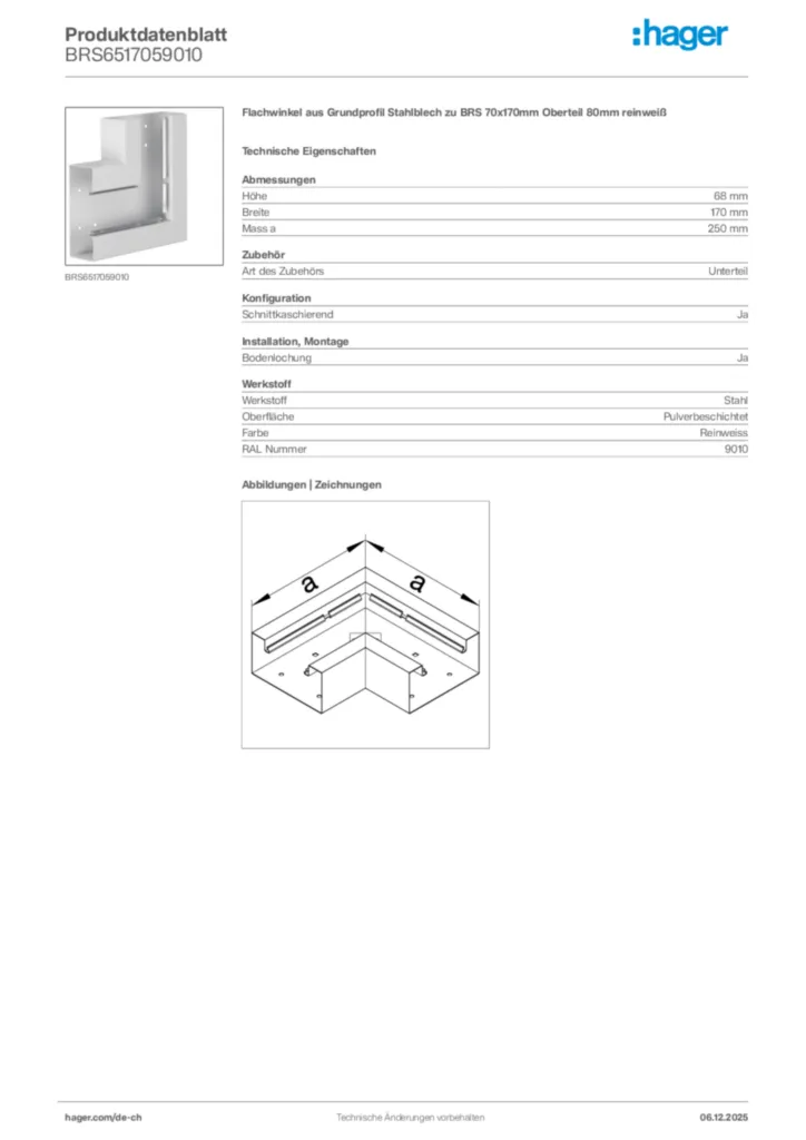 Bild Hager Produktdatenblatt BRS6517059010 | Hager Schweiz