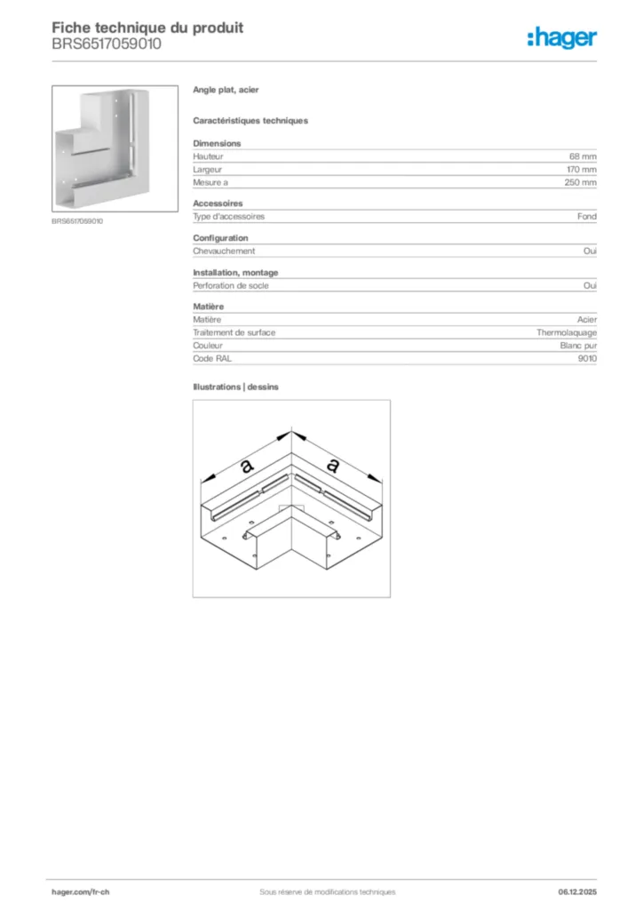 Image Hager Fiche technique du produit BRS6517059010 | Hager Suisse
