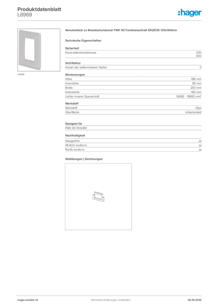 Bild Hager Produktdatenblatt L6969 | Hager Schweiz