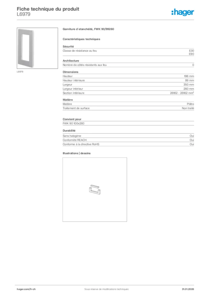 Image Hager Fiche technique du produit L6979 | Hager Suisse