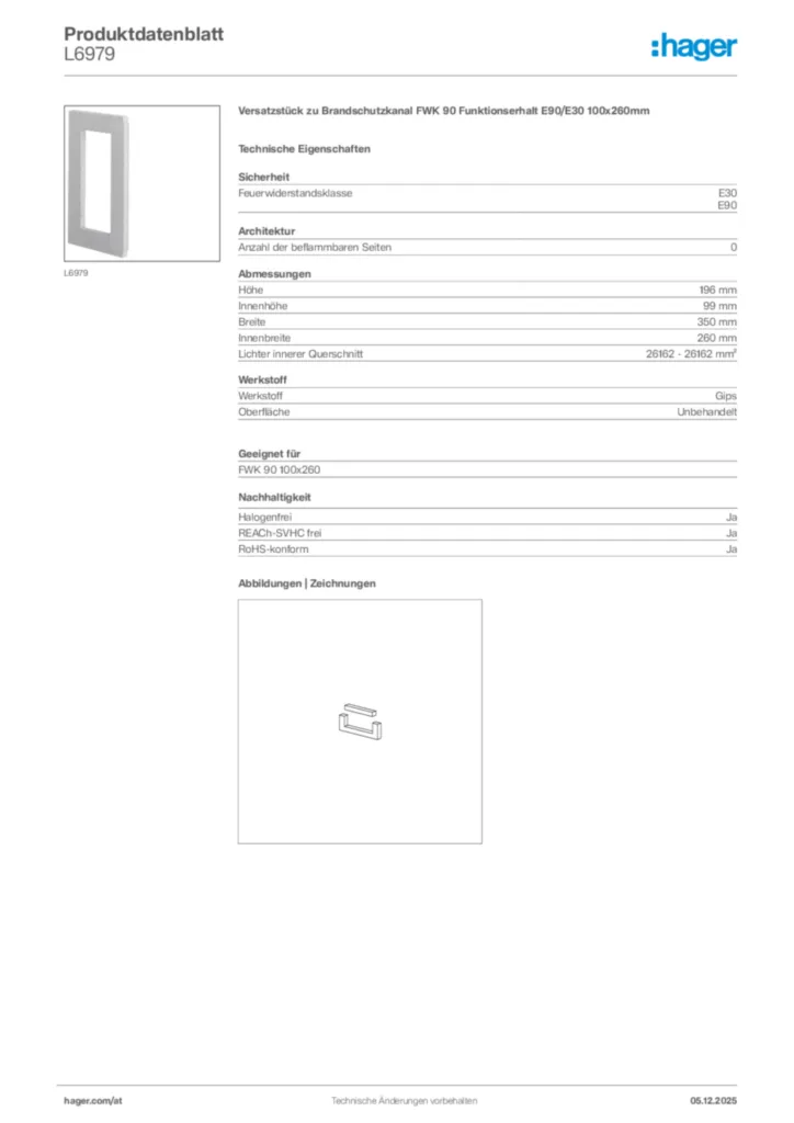 Bild Hager Produktdatenblatt L6979 | Hager Deutschland
