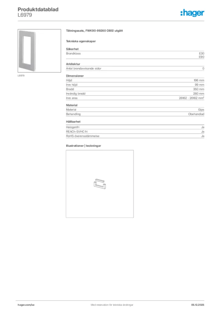 Bild Hager Produktdatablad L6979 | Hager Sverige