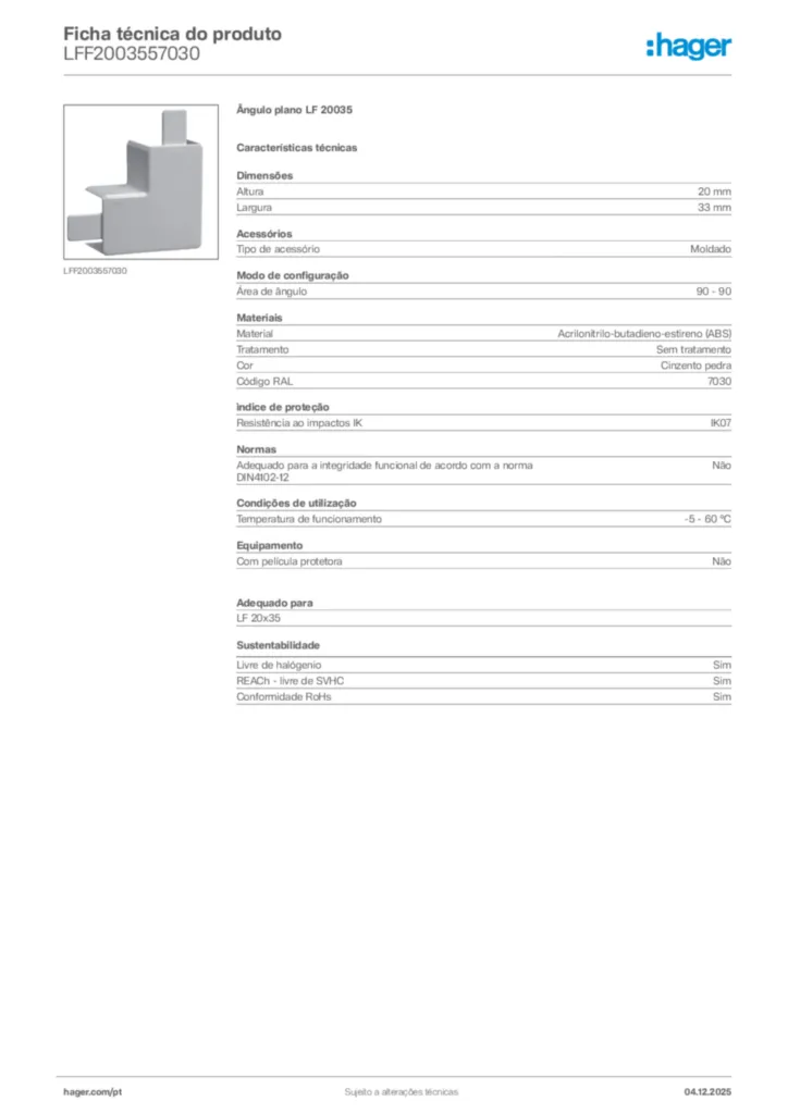 Imagem Hager Ficha técnica do produto LFF2003557030 | Hager Portugal
