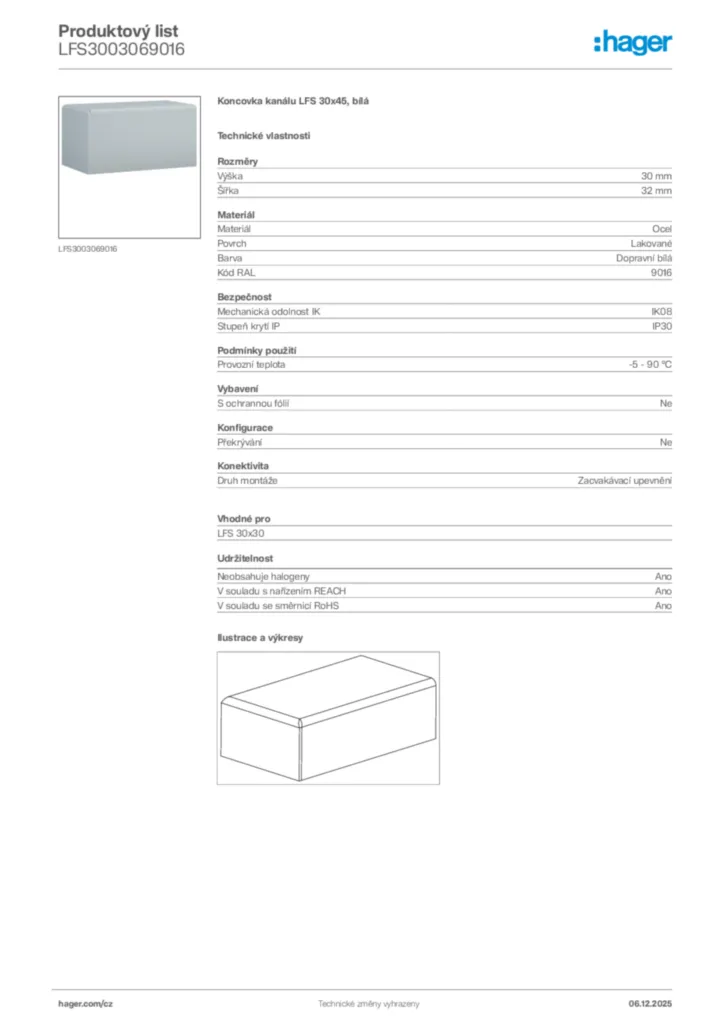 Obrázek Hager Produktový list LFS3003069016 | Hager