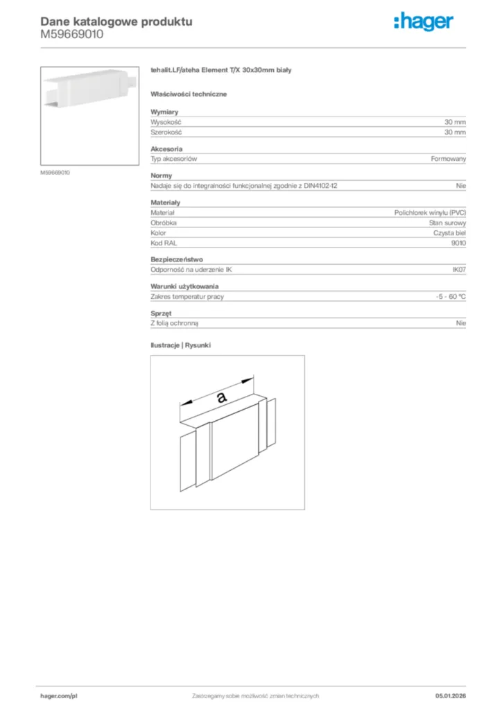 Zdjęcie Hager Karta katalogowa M59669010 | Hager Polska