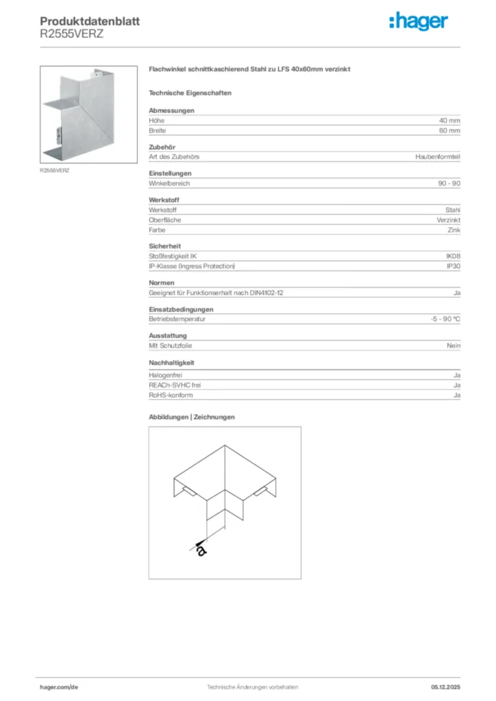 Bild Hager Produktdatenblatt R2555VERZ | Hager Deutschland