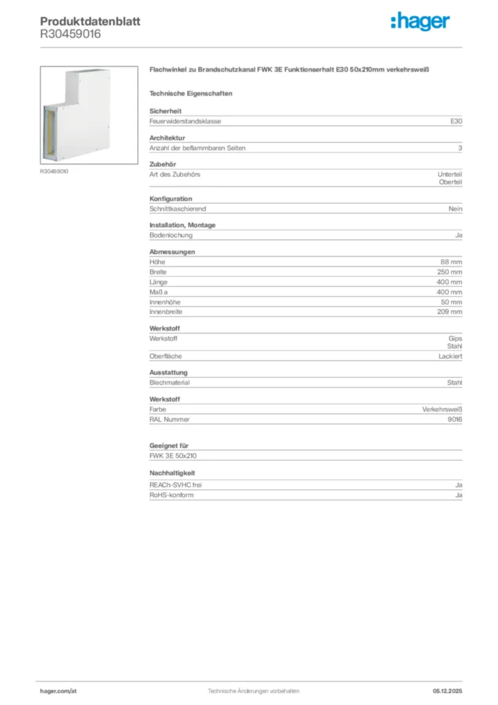 Bild Hager Produktdatenblatt R30459016 | Hager Deutschland