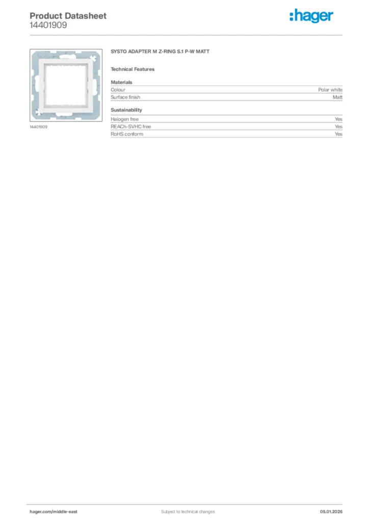 Image Hager Product data sheet 14401909  | Hager