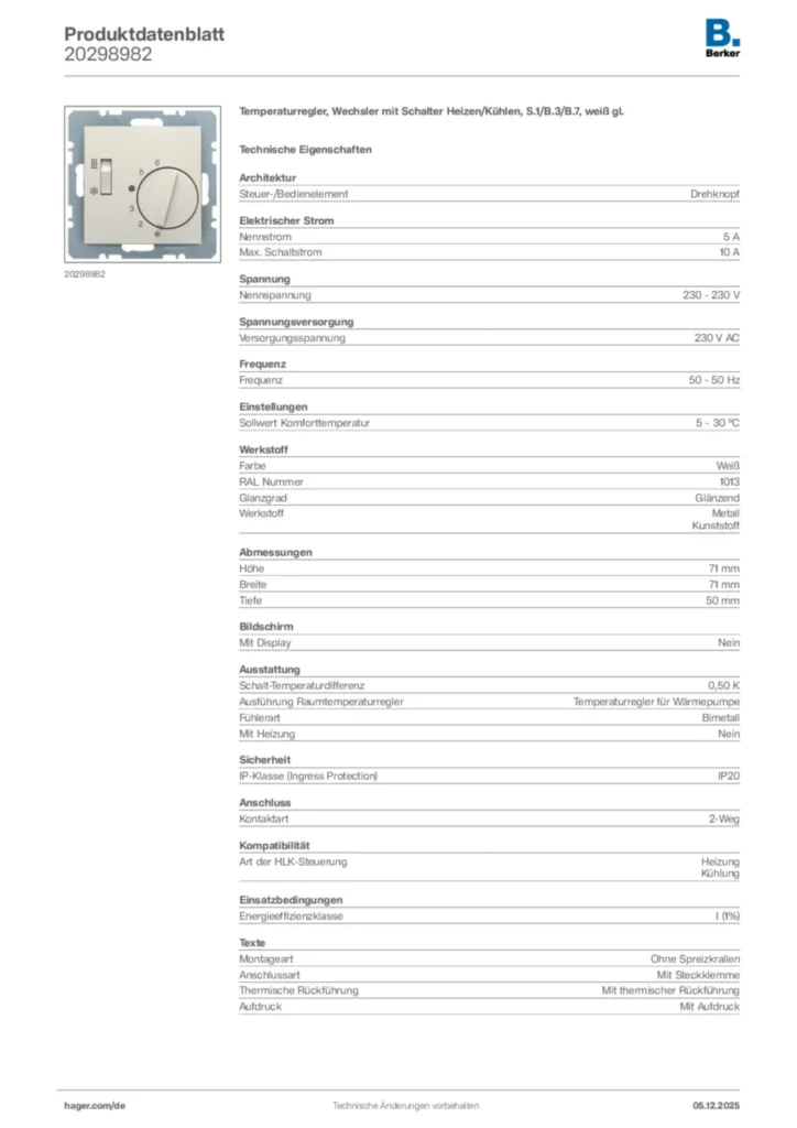 Bild Berker Produktdatenblatt 20298982 | Hager Deutschland