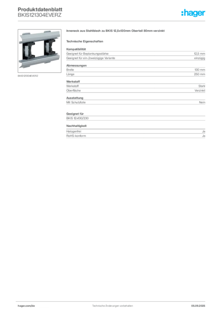 Bild Hager Produktdatenblatt BKIS121304EVERZ | Hager Deutschland
