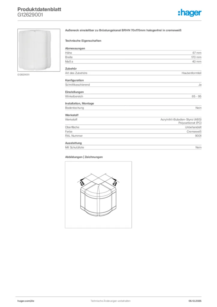 Bild Hager Produktdatenblatt G12629001 | Hager Deutschland