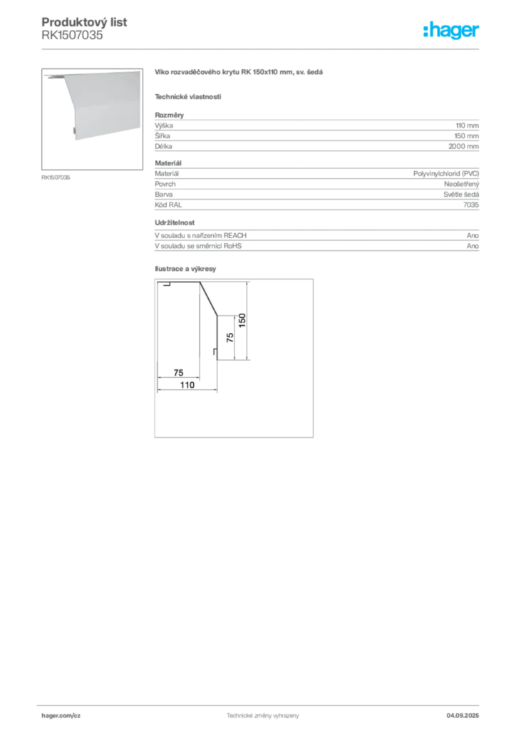 Obrázek Hager Produktový list RK1507035 | Hager