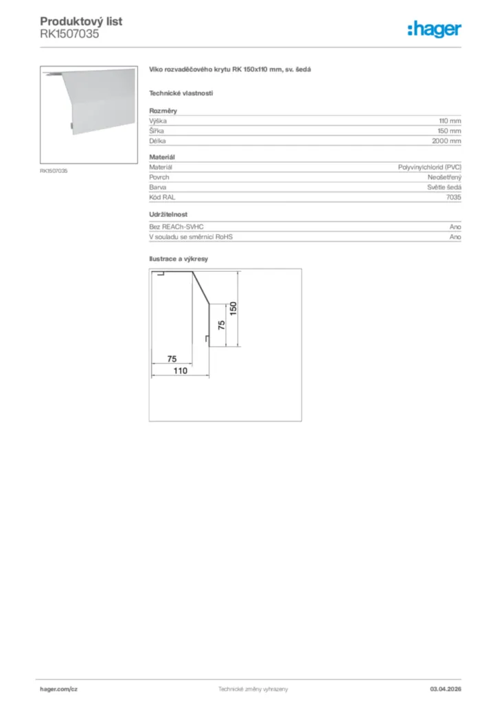 Obrázek Hager Product data sheet RK1507035 | Hager