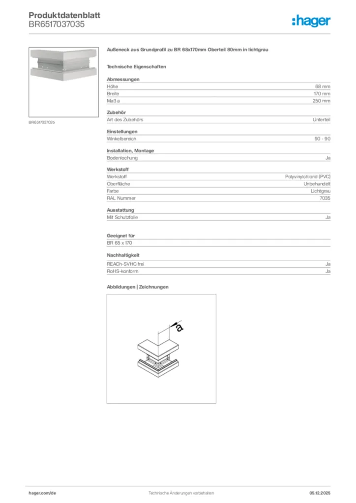 Bild Hager Produktdatenblatt BR6517037035 | Hager Deutschland