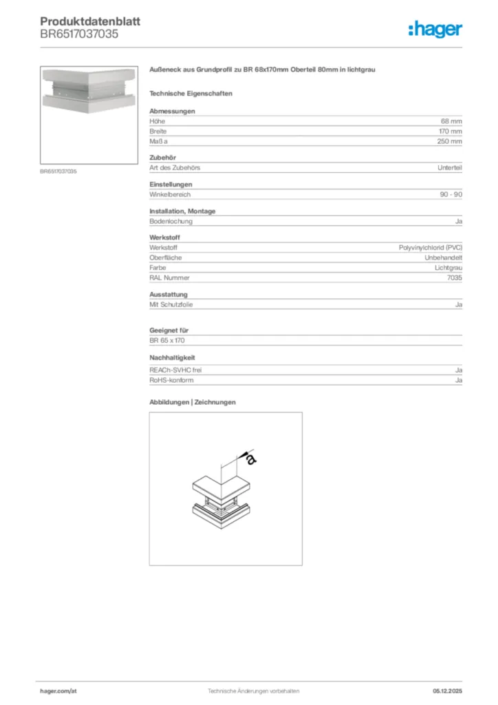 Bild Hager Produktdatenblatt BR6517037035 | Hager Deutschland