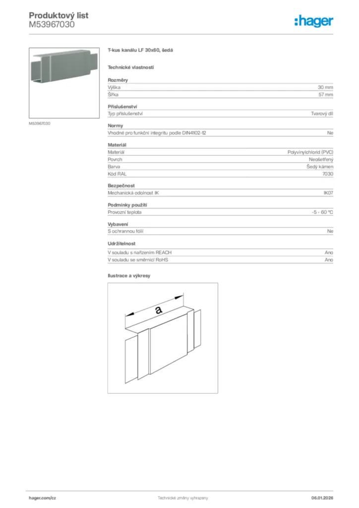 Obrázek Hager Product data sheet M53967030 | Hager