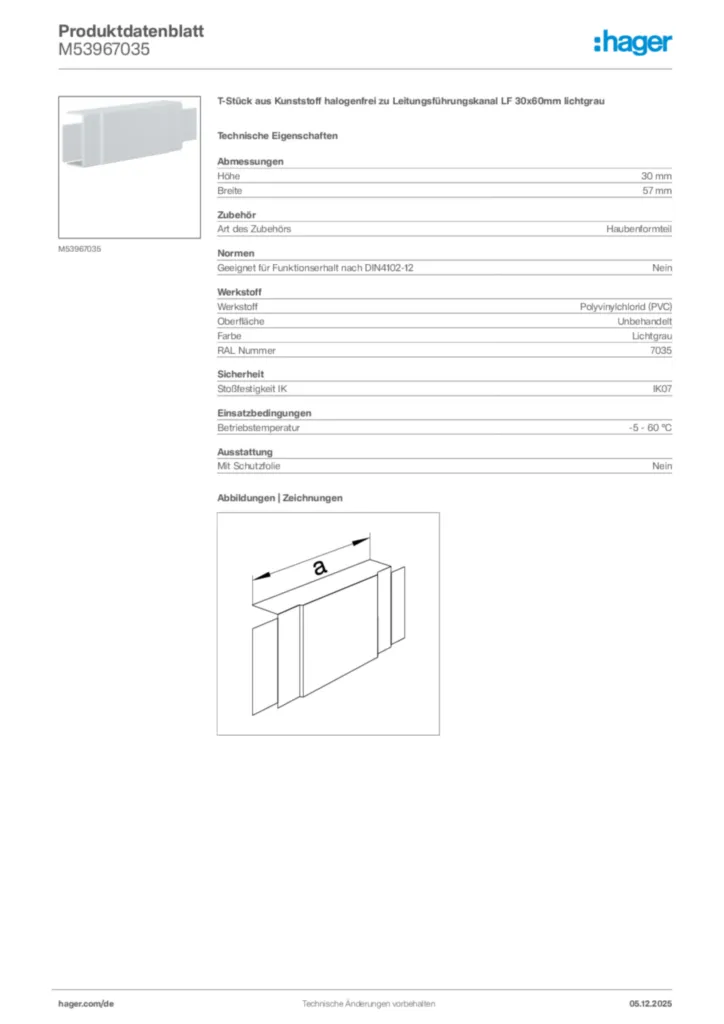 Bild Hager Produktdatenblatt M53967035 | Hager Deutschland