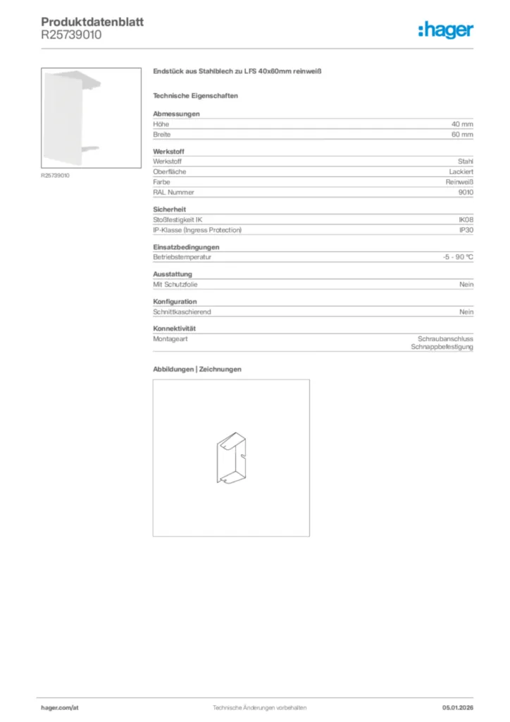 Bild Hager Produktdatenblatt R25739010 | Hager Deutschland