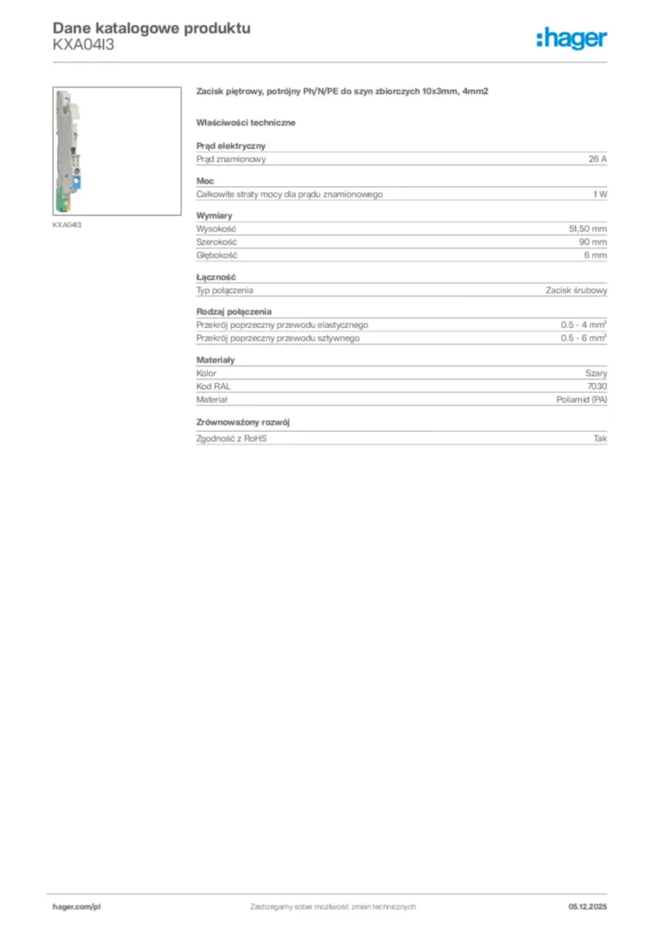 Zdjęcie Hager Dane katalogowe produktu KXA04I3 | Hager Polska