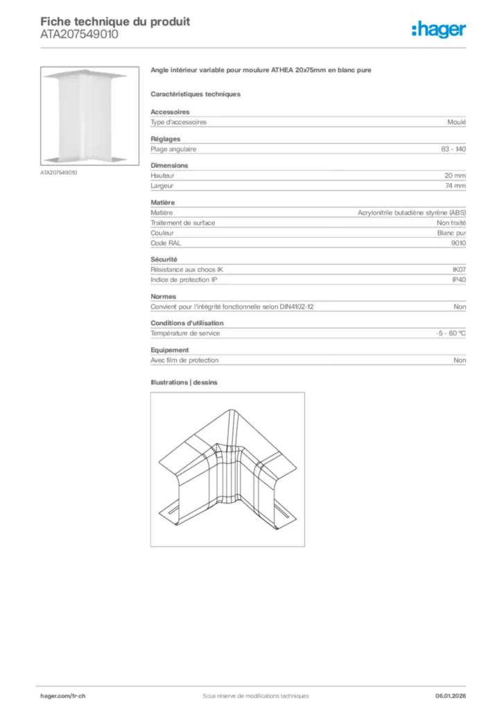 Image Hager Fiche technique du produit ATA207549010 | Hager Suisse