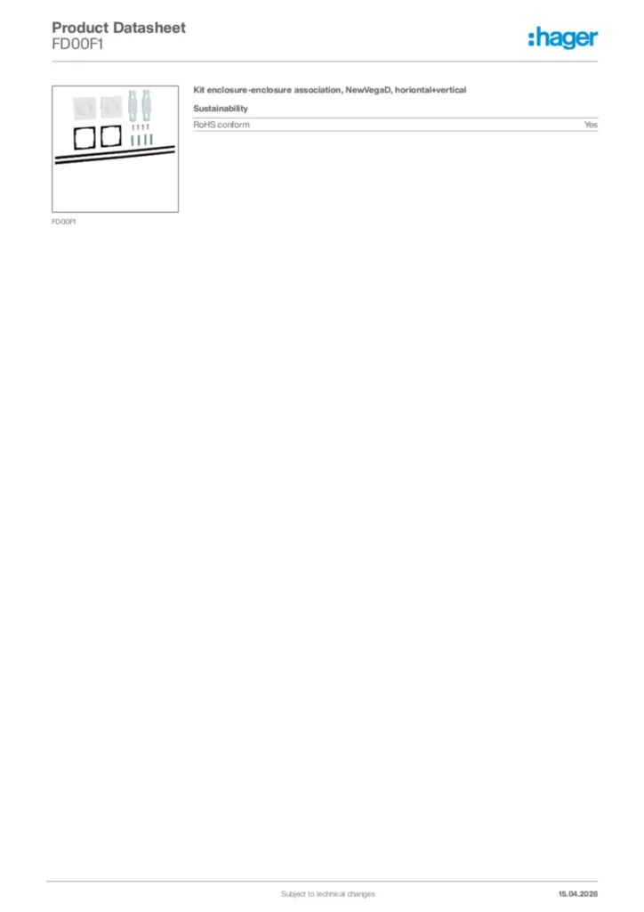 Image Hager Product data sheet FD00F1  | Hager Africa