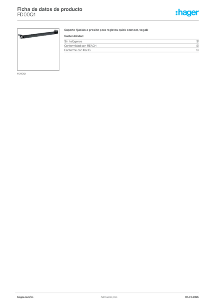 Imagen Hager Ficha de datos de producto FD00Q1 | Hager España