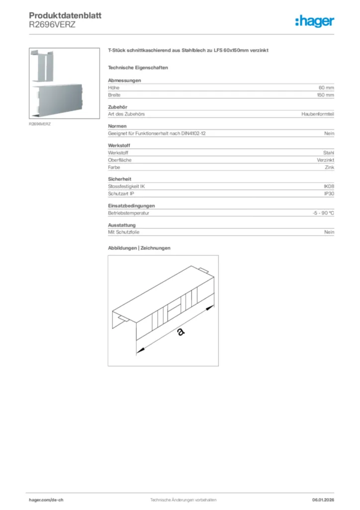 Bild Hager Produktdatenblatt R2696VERZ | Hager Schweiz