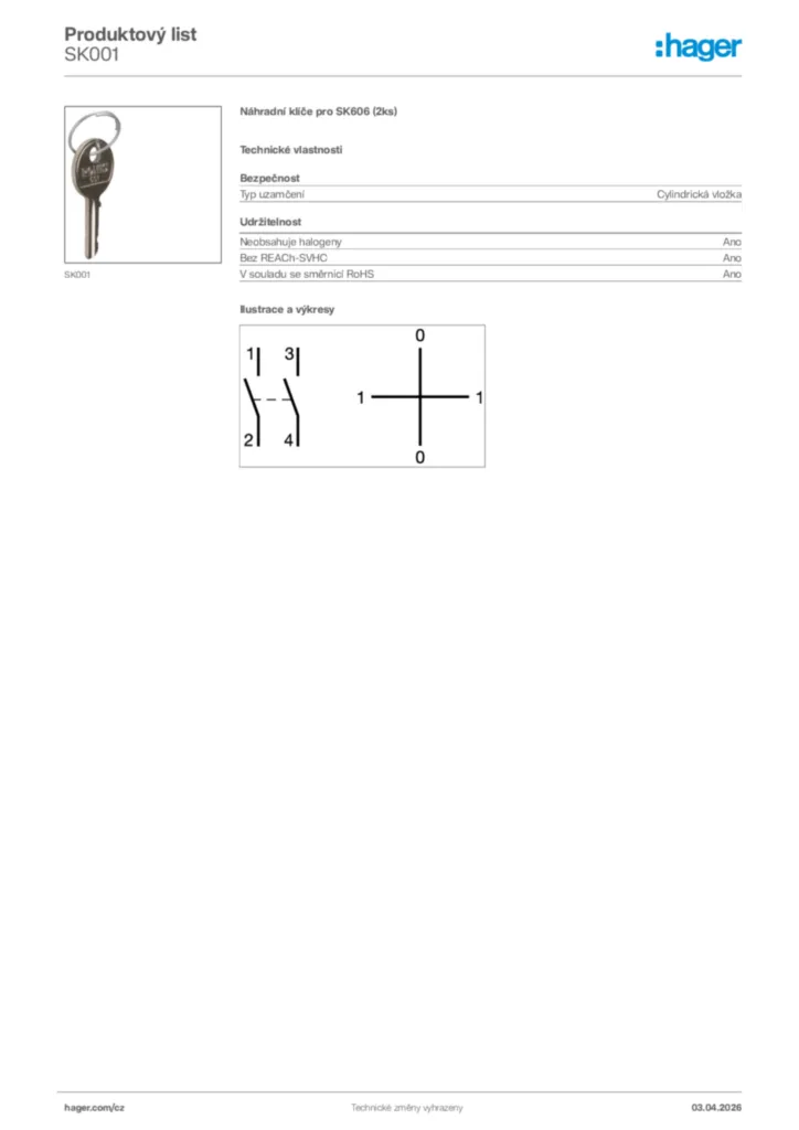 Obrázek Hager Product data sheet SK001 | Hager