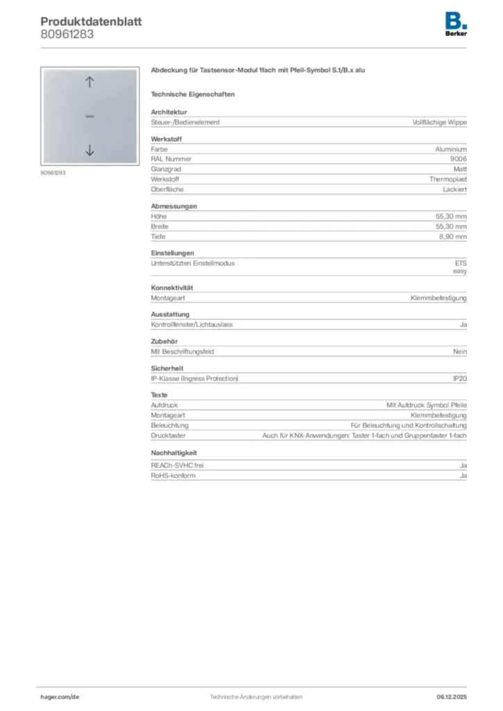 Berker Produktdatenblatt 80961283