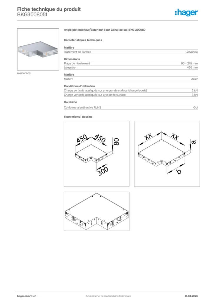 Image Hager Fiche technique du produit BKG3008051 | Hager Suisse
