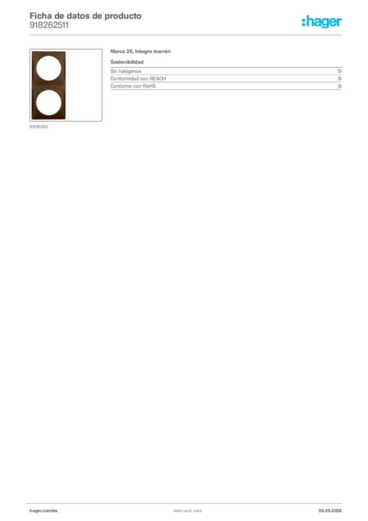 Imagen Hager Ficha de datos de producto 918262511 | Hager España