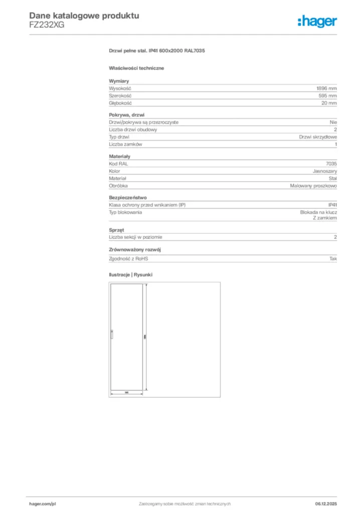 Zdjęcie Hager Dane katalogowe produktu FZ232XG | Hager Polska