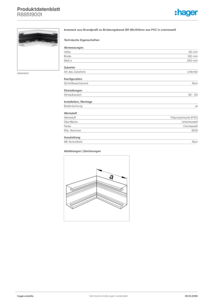 Bild Hager Produktdatenblatt R88519001 | Hager Deutschland