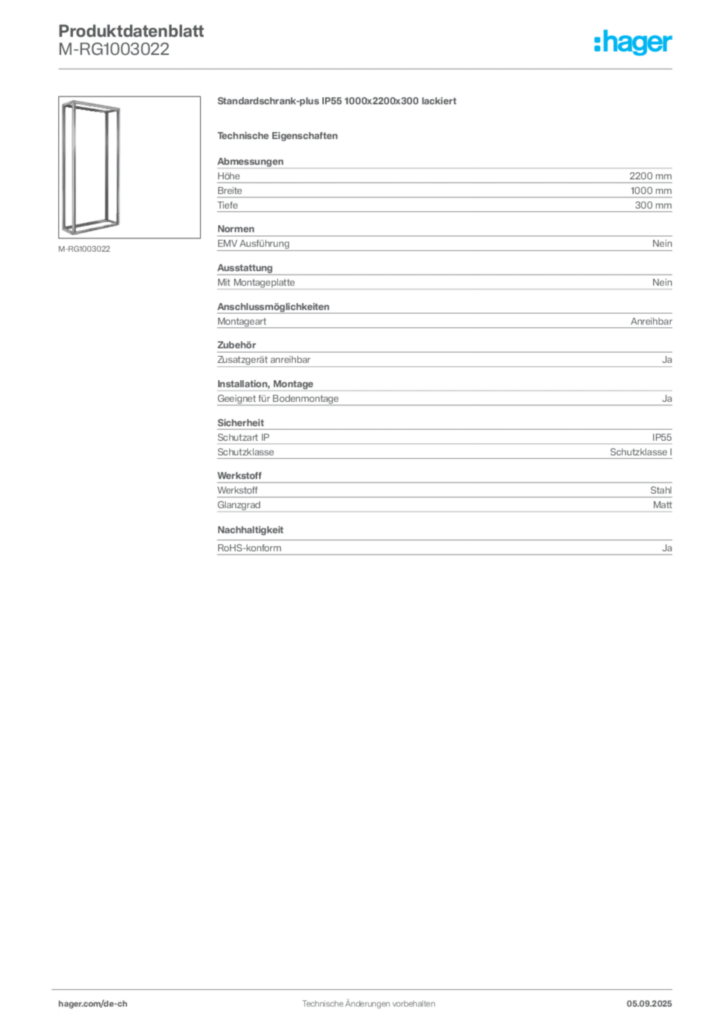 Bild Hager Produktdatenblatt M-RG1003022 | Hager Schweiz