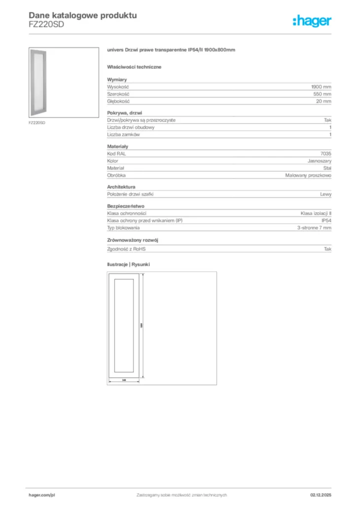 Zdjęcie Hager Dane katalogowe produktu FZ220SD | Hager Polska