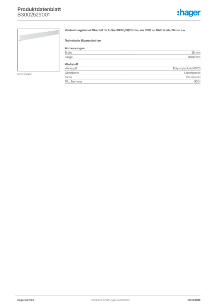 Bild Hager Produktdatenblatt B3002529001 | Hager Deutschland