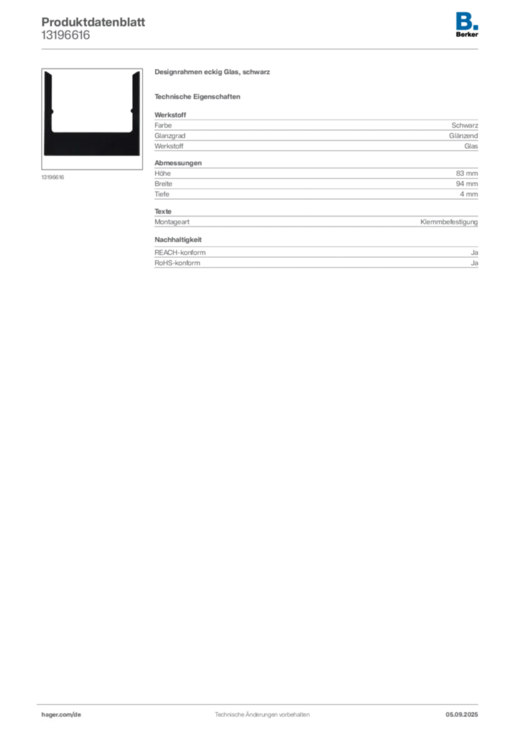 Bild Berker Produktdatenblatt 13196616 | Hager Deutschland
