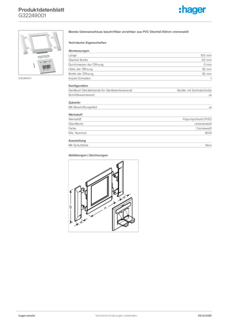 Bild Hager Produktdatenblatt G32249001 | Hager Deutschland