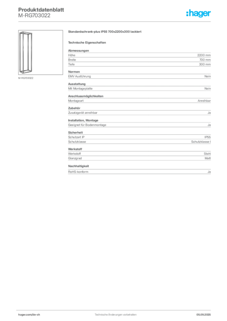 Bild Hager Produktdatenblatt M-RG703022 | Hager Schweiz