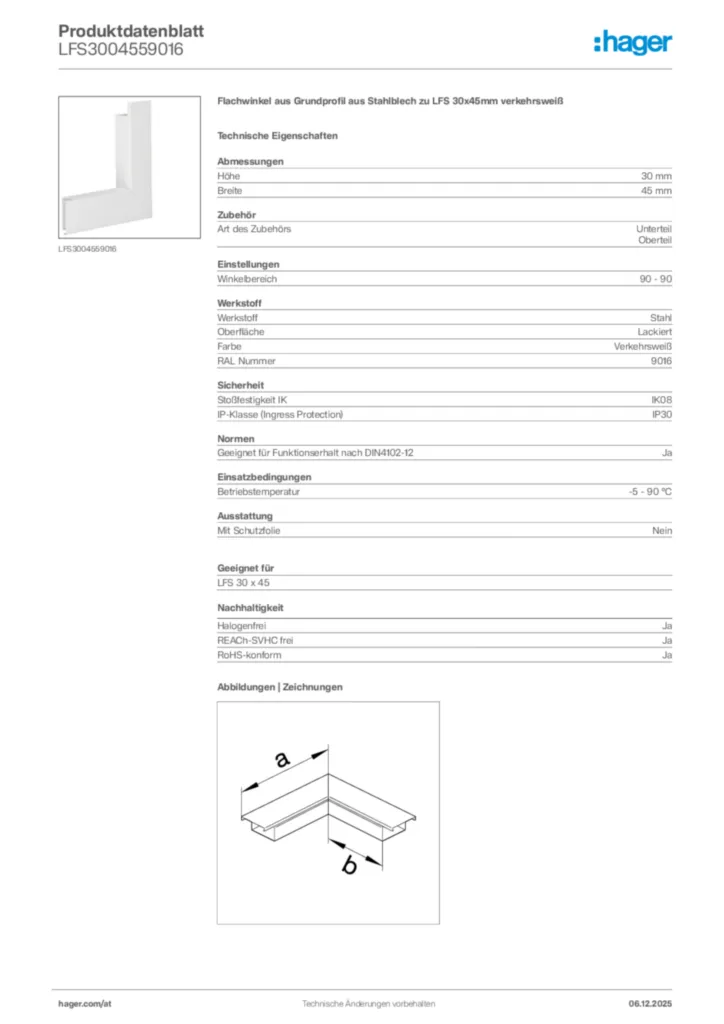 Bild Hager Produktdatenblatt LFS3004559016 | Hager Deutschland