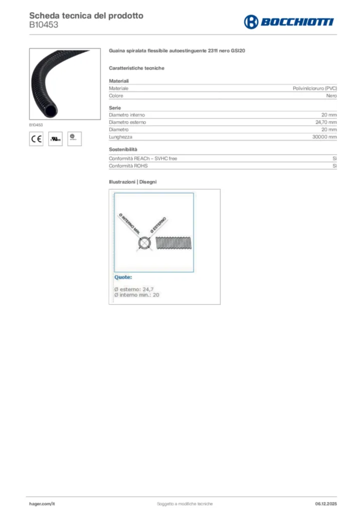 Immagine Bocchiotti Scheda tecnica del prodotto B10453 | Hager Italia